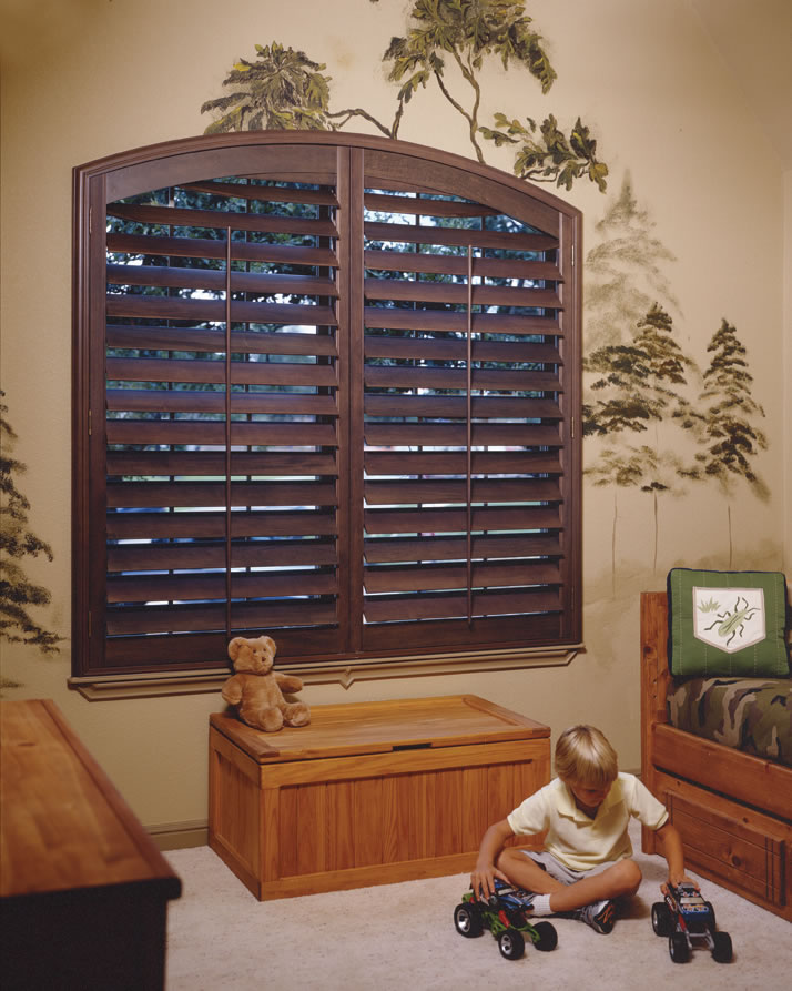 Wood Plantation Shutter with Eyebro
